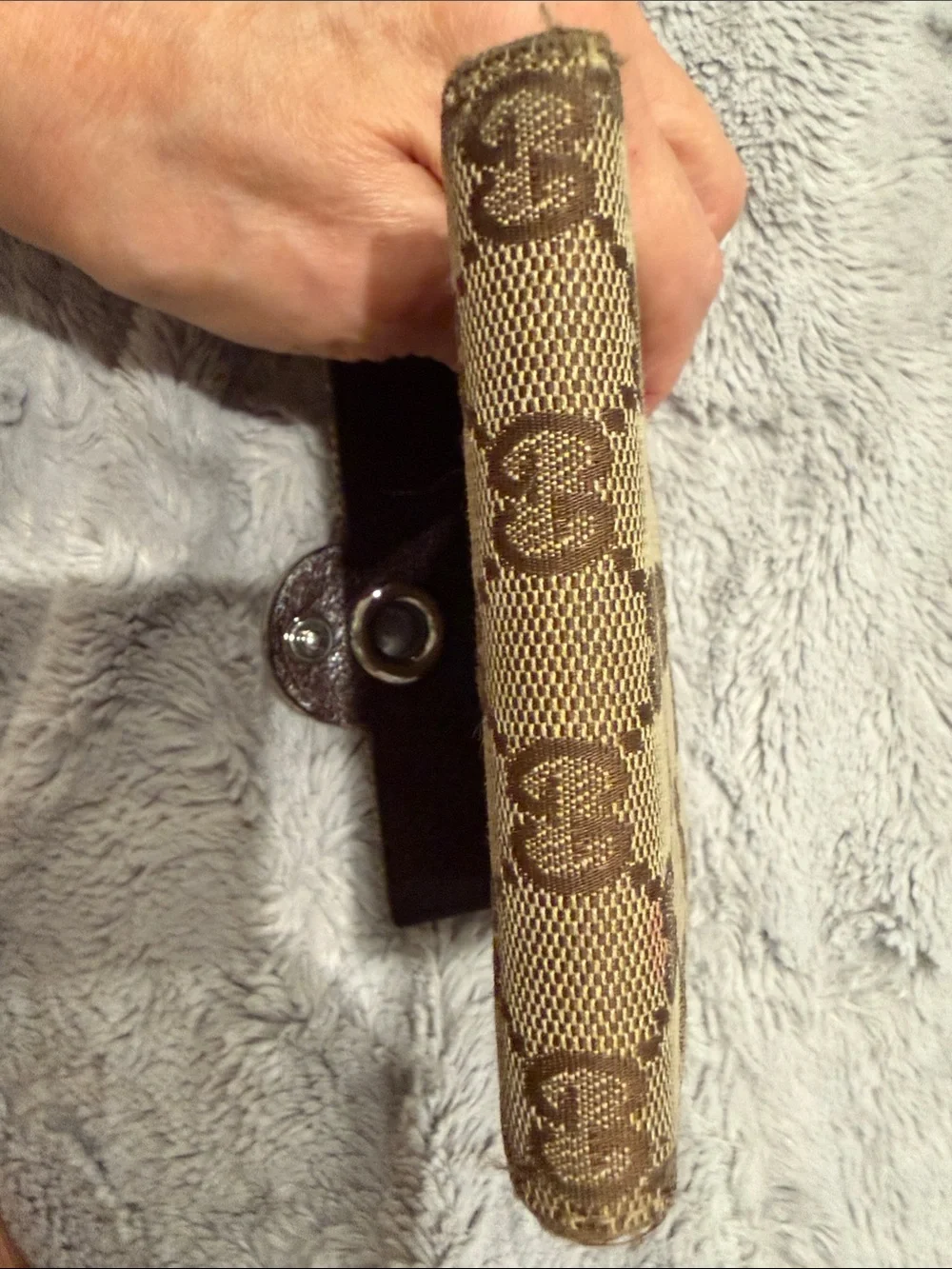 Gucci Beige and Brown Eclipse GG Canvas Snap Wallet with Silver-Tone Closure